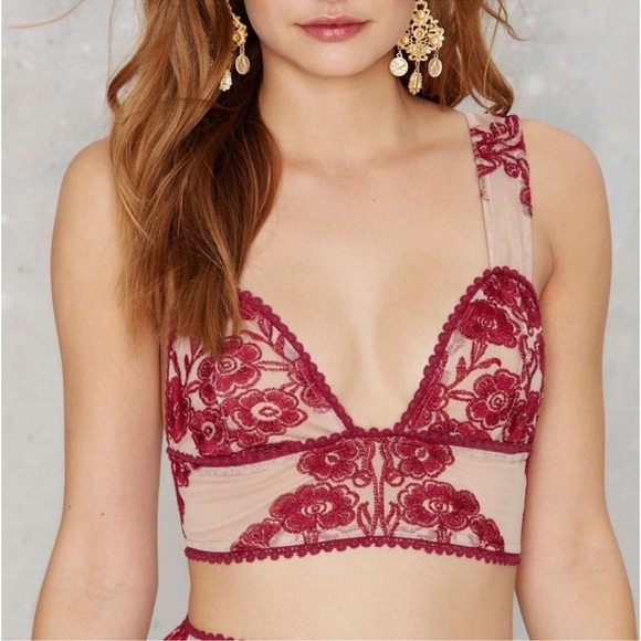 For Love & Lemons Temecula Crop Top Wine - Picture 2 of 12